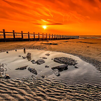 Buy canvas prints of Splash Point Sunset Wales  by Darren Wilkes
