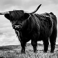 Buy canvas prints of Highland Cow in black and white by Guido Parmiggiani