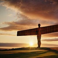 Buy canvas prints of Enigmatic Angel of the North Silhouette by Guido Parmiggiani