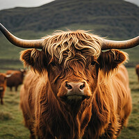 Buy canvas prints of Close-up of a highland cow standing above the gras by Guido Parmiggiani