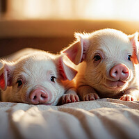 Buy canvas prints of Two adorable pigs puppies by Guido Parmiggiani