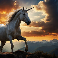 Buy canvas prints of A stunning silhouette of a mythical unicorn by Guido Parmiggiani