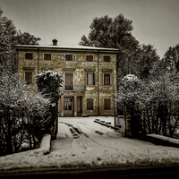 Buy canvas prints of Old country house with snow by Guido Parmiggiani