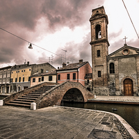 Buy canvas prints of Carmine Church at Comacchio, Italy by Guido Parmiggiani