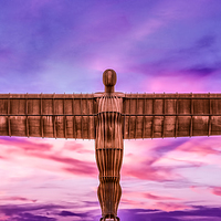 Buy canvas prints of Sunset with the Angel of the North by Guido Parmiggiani