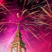 Buy canvas prints of Big Ben and New Year 's fireworks by Guido Parmiggiani