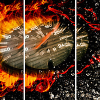 Buy canvas prints of Speedometer with fire and water by Guido Parmiggiani