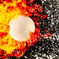 Buy canvas prints of Golf ball between fire and water by Guido Parmiggiani
