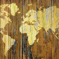 Buy canvas prints of Map of the world on wooden surface by Guido Parmiggiani