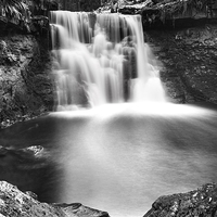 Buy canvas prints of  Goit Stock Waterfall Black and white by ZI Photography