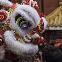 Buy canvas prints of  Chinese dancing Lion by Ceri Jones