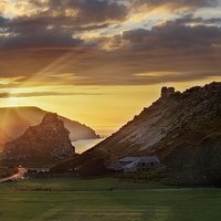 Buy canvas prints of  Sunset at the Valley of the Rock by Ceri Jones