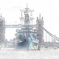 Buy canvas prints of HMS Belfast by Ceri Jones