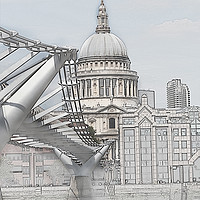 Buy canvas prints of St Pauls Cathedral and Millennium Bridge  by Ceri Jones