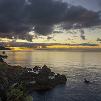 Buy canvas prints of Sunrise over Funchal by Ceri Jones