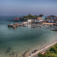 Buy canvas prints of Tenby Harbour and Castle hill by Ceri Jones