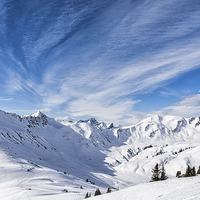Buy canvas prints of  Spectacular skies over the Alps by Katie Mitchell