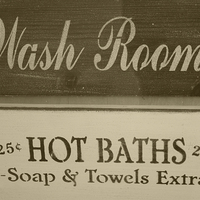 Buy canvas prints of wash room and hot baths sign by mark lindsay