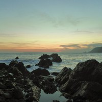 Buy canvas prints of Sunset, Rockpool, West Dale by Adam Morgan