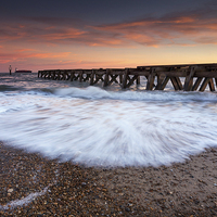Buy canvas prints of Sunset at Landguard Point by Julian Mitchell