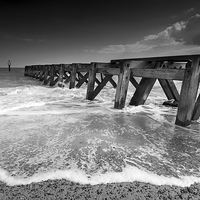 Buy canvas prints of Jetty at Landguard Point by Julian Mitchell