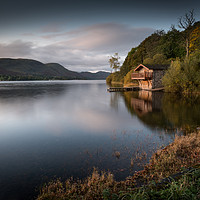 Buy canvas prints of Ulswater Cabin by Julian Mitchell