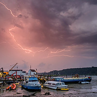 Buy canvas prints of Lightning strike by Julian Mitchell