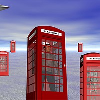Buy canvas prints of Alien London Phone Box Abduction by Matthew Lacey