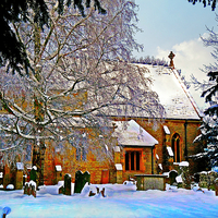 Buy canvas prints of Warmth of a Church in Winter.  by Jason Williams