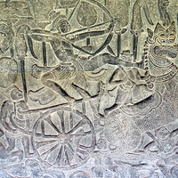 Buy canvas prints of Bas-relief Sculpture, Angkor Wat, Cambodia by Geoffrey Higges