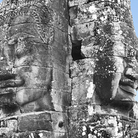 Buy canvas prints of Face Sculptures, Bayon Temple, Cambodia by Geoffrey Higges