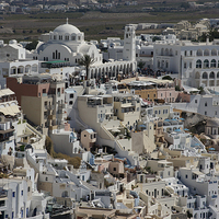 Buy canvas prints of Fira, Capital of Santorini, Greece by Geoffrey Higges