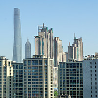 Buy canvas prints of Shanghai Cityscape, with Tallest Skyscrapers by Geoffrey Higges