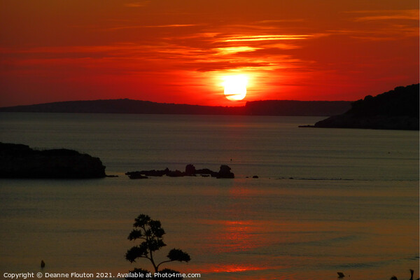 Red Sunset over Menorca  Picture Board by Deanne Flouton