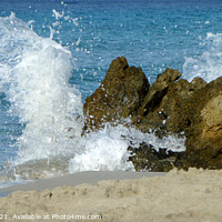 Buy canvas prints of Sea Spray Rock Menorca by Deanne Flouton
