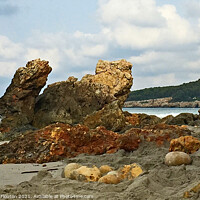 Buy canvas prints of Imposing San Adeodato Rock Menorca by Deanne Flouton