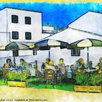 Buy canvas prints of Surreal Street Dining in Menorca by Deanne Flouton