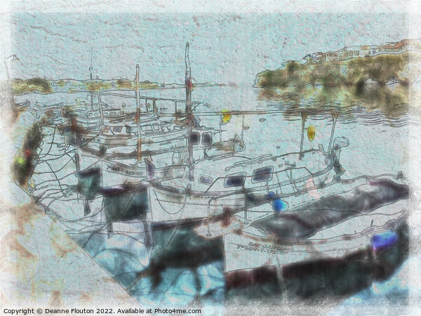 Serenity of the Fishing Boats Menorca Picture Board by Deanne Flouton