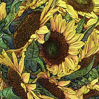 Buy canvas prints of Golden Sunflowers by Deanne Flouton