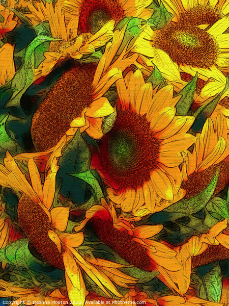 Radiant Sunflower Bouquet Picture Board by Deanne Flouton