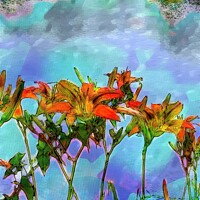 Buy canvas prints of Scarlet Lilies Dancing in the Wind by Deanne Flouton