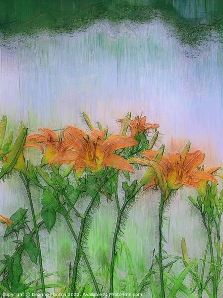 Scarlet Lilies Dancing in the Wind Picture Board by Deanne Flouton