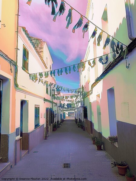  Surreal Village Street in Menorca Picture Board by Deanne Flouton