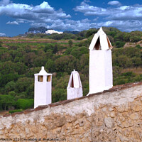 Buy canvas prints of Country Estate and Chimneys in Menorca Spain by Deanne Flouton