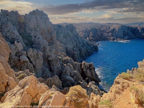 Jagged Cliffs at Fornells Shoreline Menorca Picture Board by Deanne Flouton