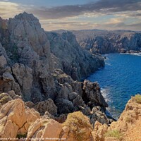 Buy canvas prints of Jagged Cliffs at Fornells Shoreline Menorca by Deanne Flouton