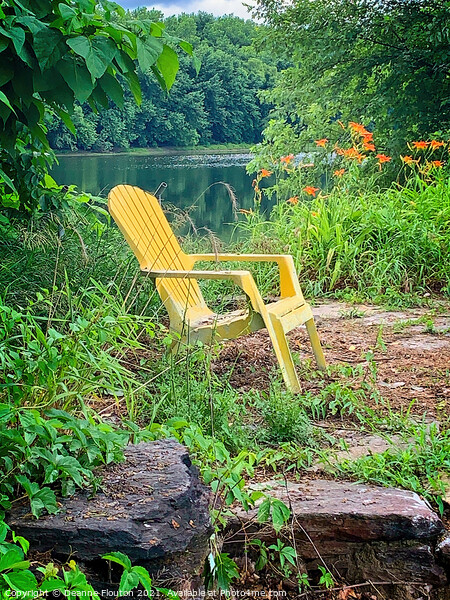 Serene Seating by the River Picture Board by Deanne Flouton
