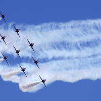 Buy canvas prints of Red Arrows by Andy Huntley