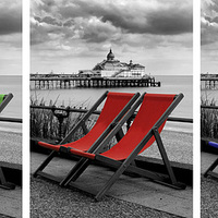 Buy canvas prints of Eastbourne Pier & Deckchairs x 3 by Andy Huntley