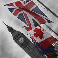 Buy canvas prints of Big Ben & Flags by Andy Huntley